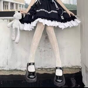 Black and White Lolita Dress with Bear Accessory